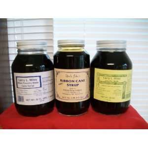   Syrup Qt. Sampler Ribbon Cane, Golden Cane, and Sorghum syrup