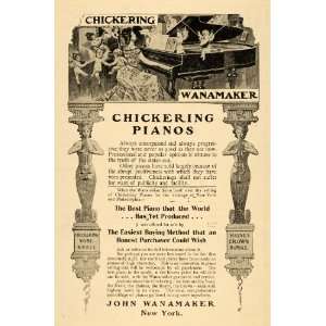 1900 Ad John Wanamaker Store Chickering Piano Angels 