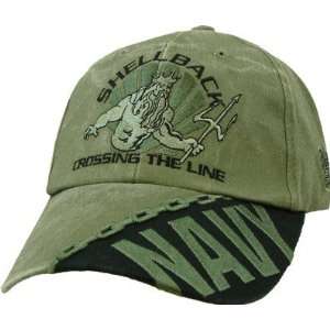   Navy Shellback Crossing the Line Olive Drab Green Cap 
