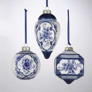  Pack of 6 Blue China Floral Motif Porcelain Christmas 