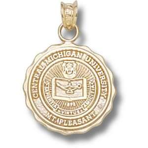  Central Michigan Chippewas Seal Pendant   10KT Gold 