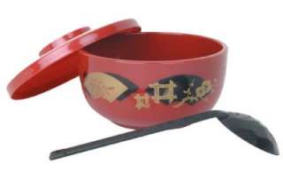 Japanese Soba Donburi Noodle Bowl w/ Ladle Red PLNB001  