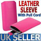 PINK LEATHER PULL UP POUCH COVER CASE SLEEVE FOR SAMSUNG CHAT C3500