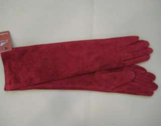 40cm(15.7) long 100% real suede leather gloves*black  