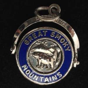 Great Smoky Mountains Spinner Charm Vtg Sterling Silver  