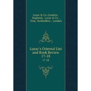   Luzac & Co ., firm, booksellers , London Luzac & Co. (London  Books