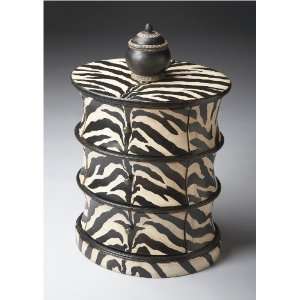  Zebra Stripe Oval Drum Table   Butler Furniture