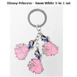  Disney Princess Snow White Pink Enamel Keychain 3 in 1 Set 