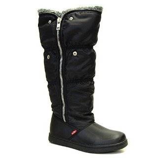  Womens Faux Fur Lined Nylon Winter Snow Zip Up Fold Over Knee Boots