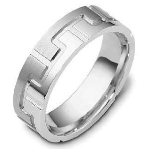  6.5mm Platinum Designer Comfort Fit Wedding Band Ring   8 