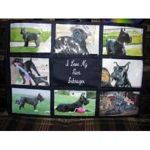 Love My Giant Schnauzer Personalized Photo Tote Bag Navy Blue 