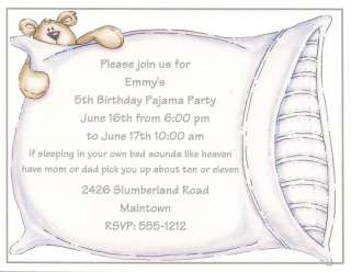 10 Slumber Party Pillow Invitations Personalized  