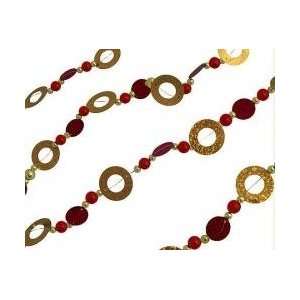  9 Red & Gold Sequin Beaded Christmas Garland