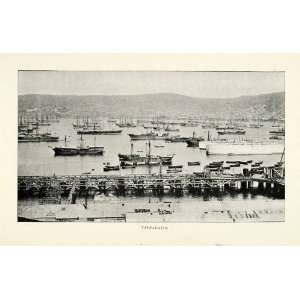  1901 Halftone Print Valparaiso City Chile Seaport Strait 