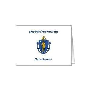  Massachusetts   City of Worcester   Flag   Souvenir Card 