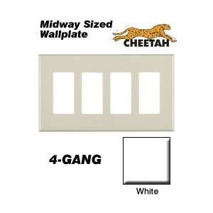   C0W Wallplate 4 Gang Decora Cheetah Midway Size Thermoplastic   White