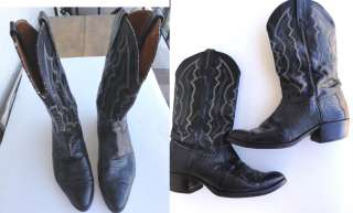 AMAZING Vintage mens J Chrisholm black Leather lizard western cowboy 