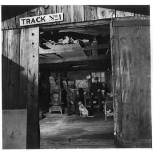   ,coal miners,loafing in Andrews workshop,dog,1942