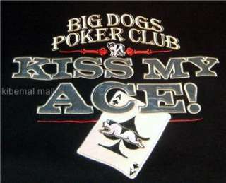 NWT~BIG DOG Poker Sweatshirt Kiss My Ace L XL 2X 3X Blk  