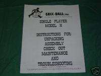 Skeeball Manual for Single Player Model # H Skee Ball  
