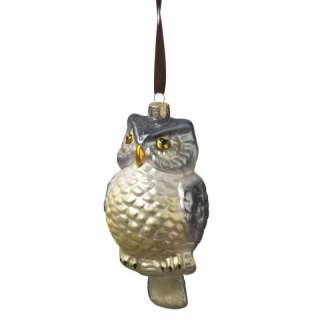 White Winter OWL Bird Christmas Woodland Ornament  