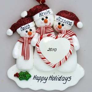  Family of Snowmen (3) Heart Personalized Clay Dough 