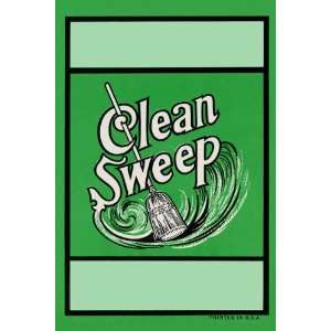 Clean Sweep Broom Label 16X24 Canvas