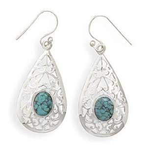   Wire Earrings with Polished Cut Out Design Edge 925 Sterling Silver