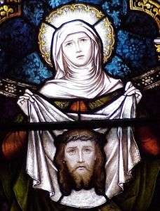 23kb jpg photograph of Saint Veronica stained glass window, Saint 
