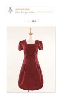 Womens Korea Casual Plaid Dress,8203R,BNWT, RED, sz S  