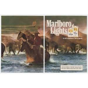   Lights Cigarette Cowboy Horses 2 Page Print Ad (11330)