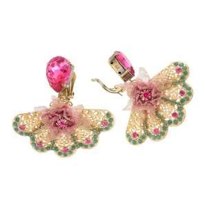 Michal Negrin True Colors Collection Fan Shape Clip on Earrings with 
