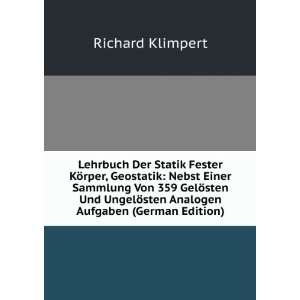   ¶sten Analogen Aufgaben (German Edition) Richard Klimpert Books