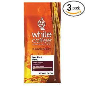 White Roasted Coffee, Breakfast Blend (Whole Bean), 12 Ounce Bags 