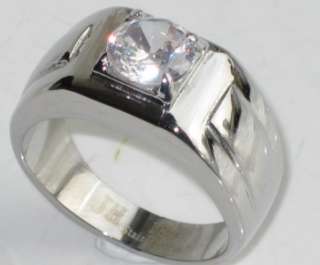 MENS 2CT STAINLESS STEEL SIMULATED DIAMOND RING STR141  