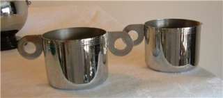 Vtg Art Deco Chrome Sugar Creamer Set  