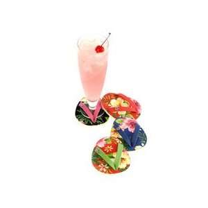  Hibiscus Hula Flip Flop Wine Glass Coaster Set of 4 