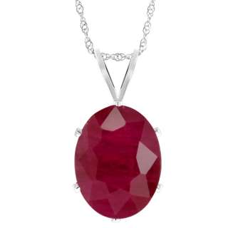   Oval Shape Red Ruby 925 Sterling Silver Pendant with 18 Silver Chain