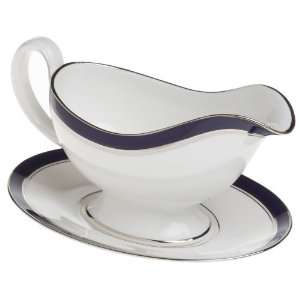   Howard Cobalt Platinum Sauce Boat And Stand