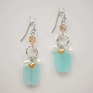  Sista Jewelry Hand Made Natural Blue Stone Dangle Earring 