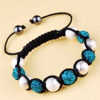 8p Braid Bracelets Bangles Macrame Disco(5p) Crystal Ball Metal Beads 