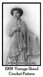 1908 Vintage Shetland Crochet Shawl Pattern Lacy Feminine DIY Bridal 