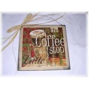  The Coffee Stop Latte Kitchen Cafe Wooden Wall Art Sign 