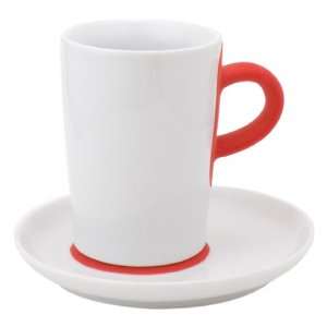    coral red macchiato cup with saucer 11.84 fl.oz