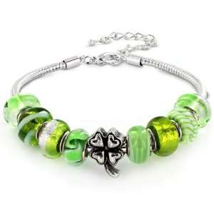 Saint Patricks Day Exclusive Hand Blown Irish Green Glass Bead and 