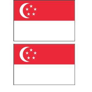  2 Singapore Singaporean Flag Stickers Decal Bumper Window 