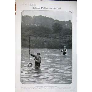   1906 Salmon Fishing Forge Stream Usk River Men Sport