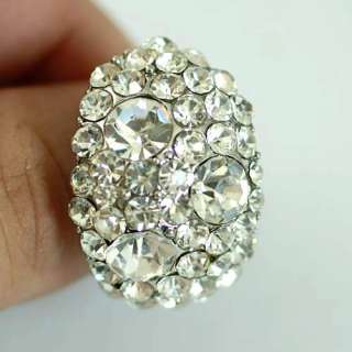 r6112 Xmas Gift Showy Sphere Clear Gemstone CZ Adjustable Ring Fashion 