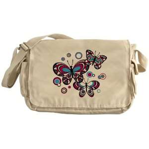  Khaki Messenger Bag Psychedelic Butterflies Everything 