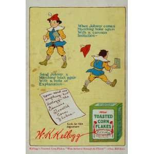 1908 Original COLOR Ad Kelloggs Corn Flakes Cartoon   Original Print 